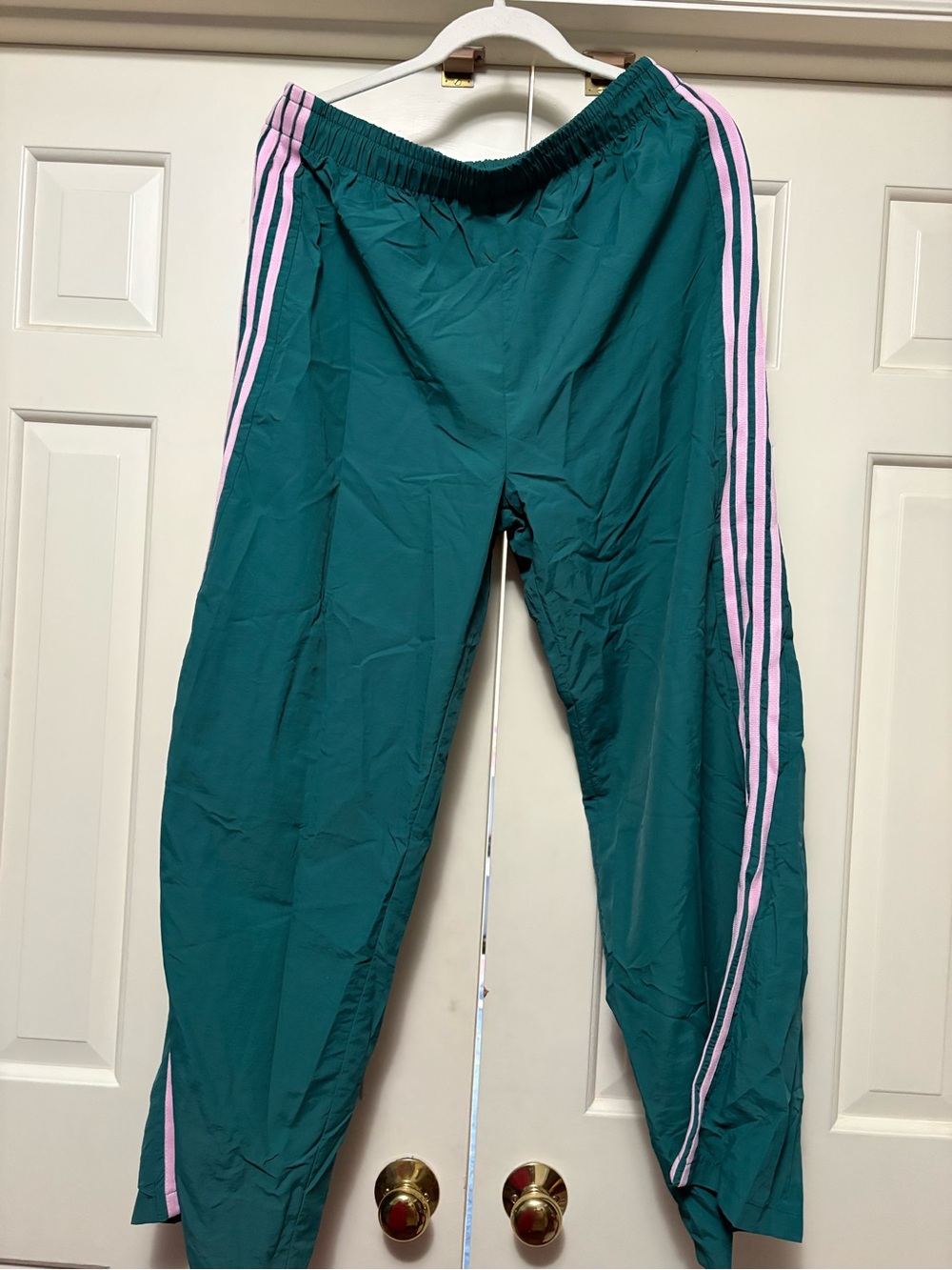 Women’s Green Track Pants with Pink Stripe